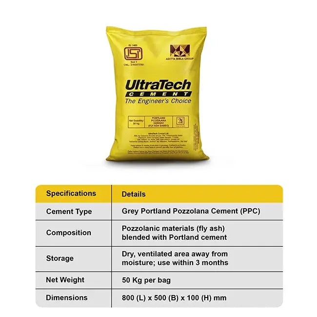 Ultratech PPC Cement, 50 Kg Bag